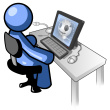 blue man at computer Web Writing Services